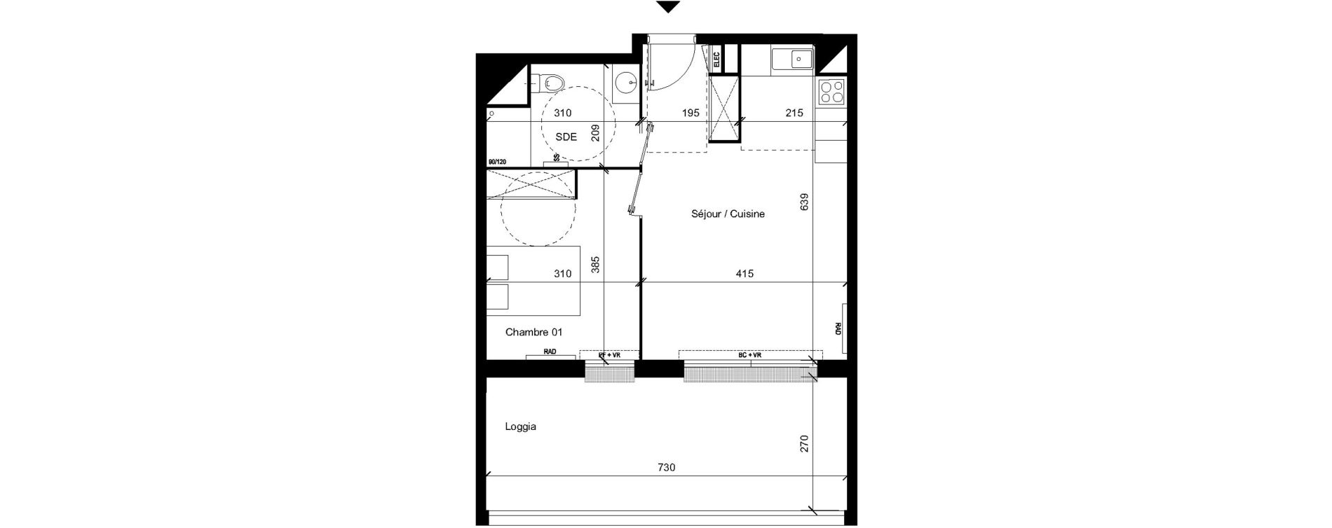 Appartement T2 de 43,10 m2 &agrave; Saint-Orens-De-Gameville Centre