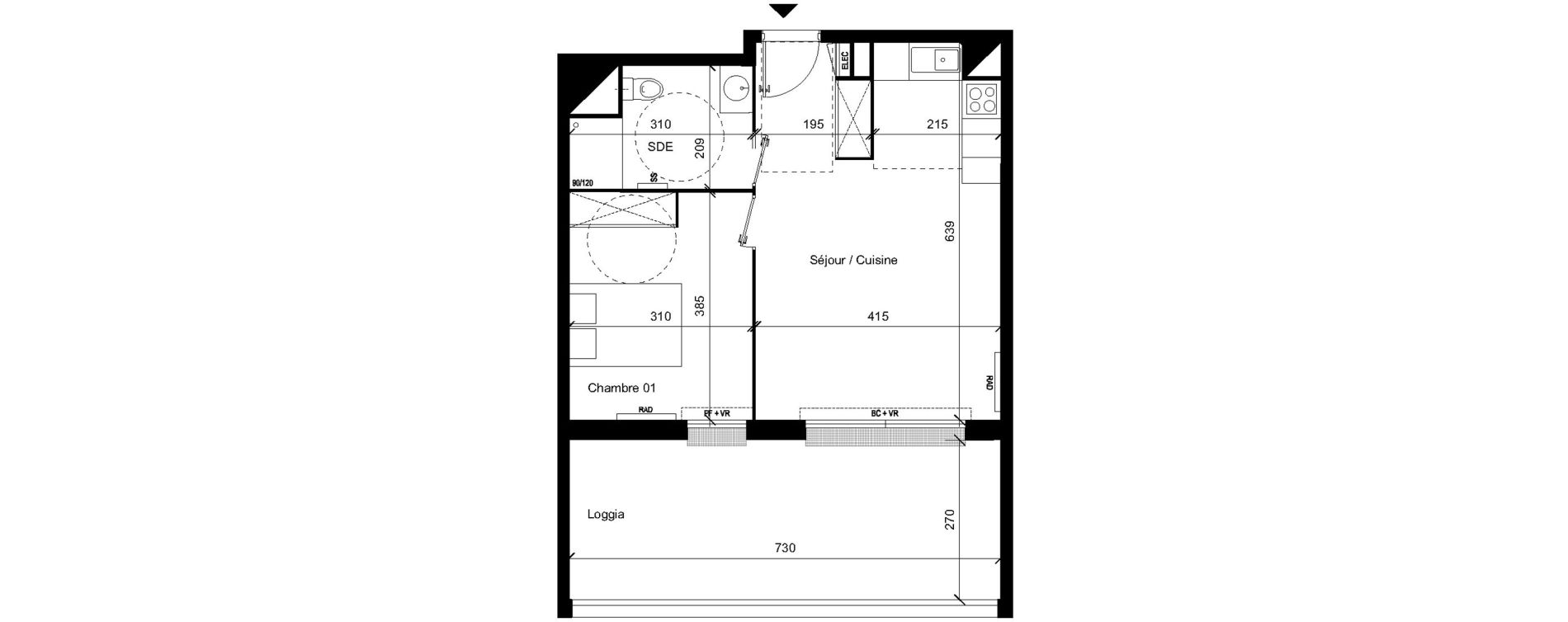 Appartement T2 de 43,10 m2 &agrave; Saint-Orens-De-Gameville Centre