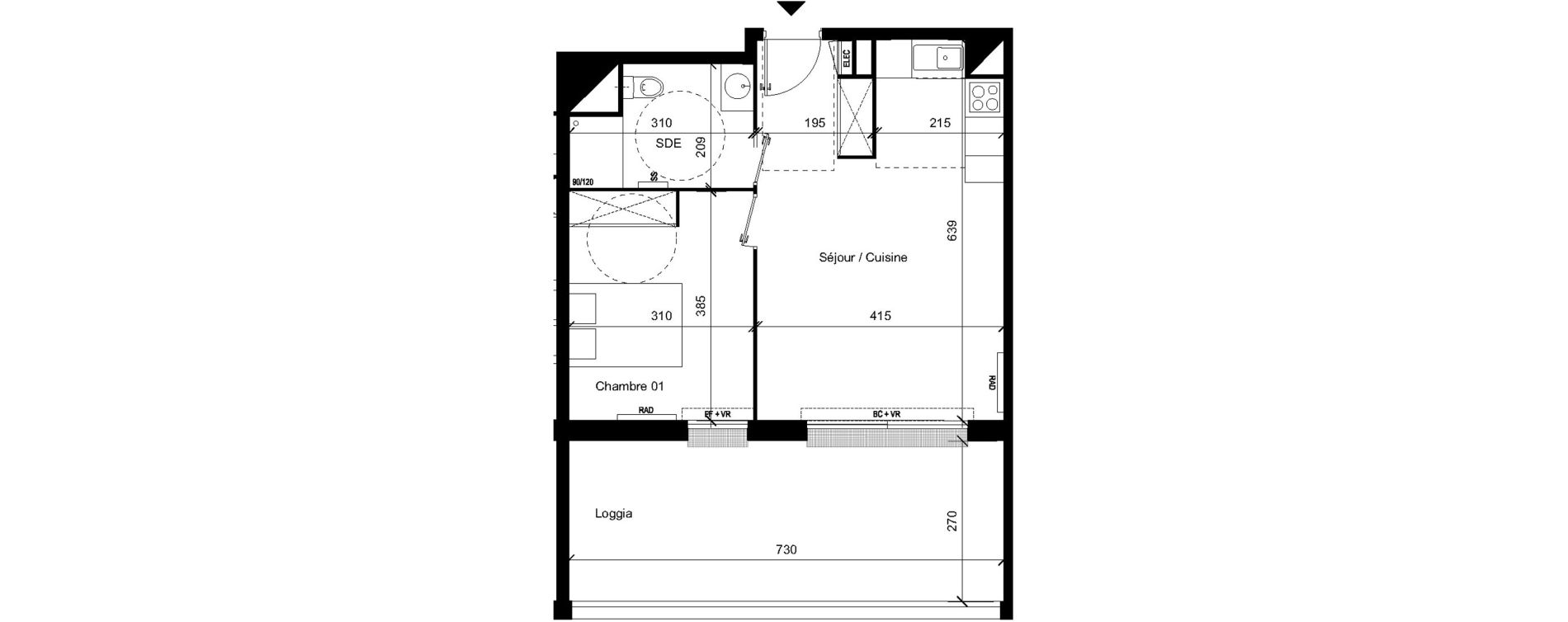 Appartement T2 de 43,10 m2 &agrave; Saint-Orens-De-Gameville Centre