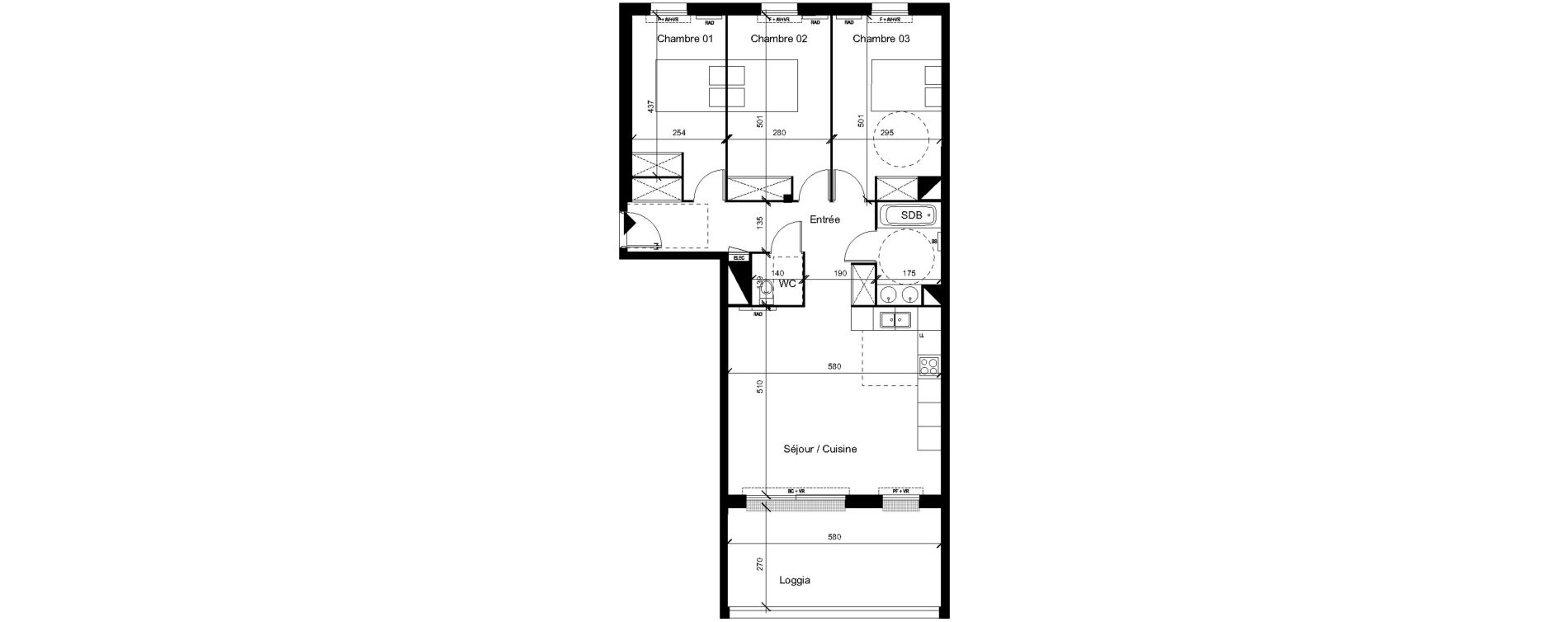 Appartement T4 de 88,80 m2 &agrave; Saint-Orens-De-Gameville Centre