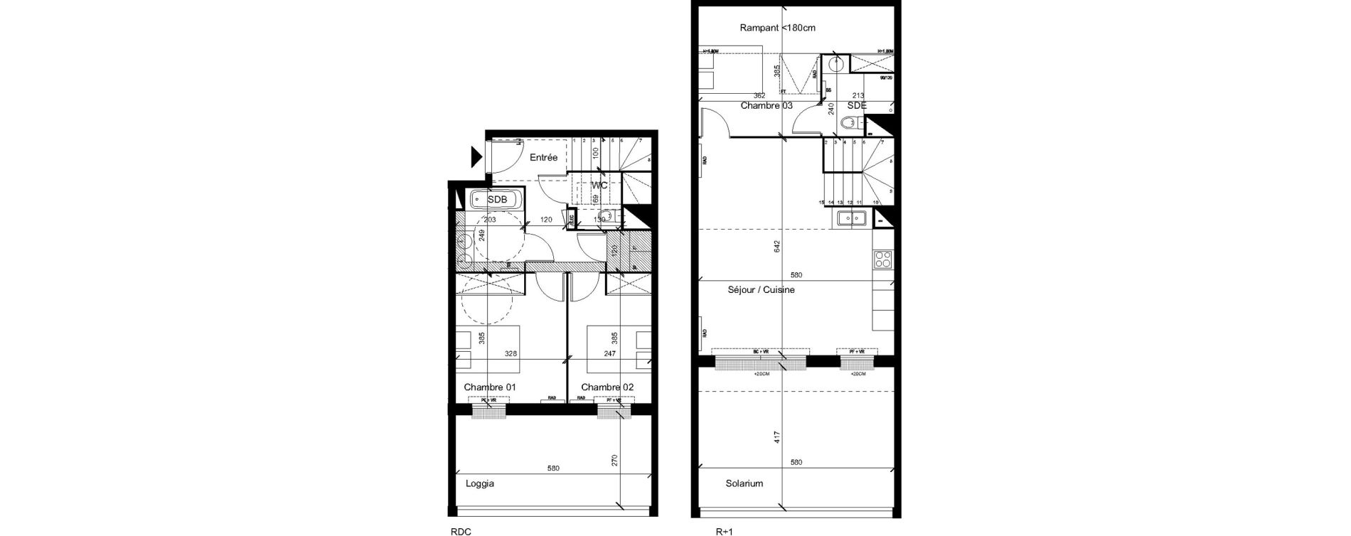 Duplex T4 de 85,40 m2 &agrave; Saint-Orens-De-Gameville Centre