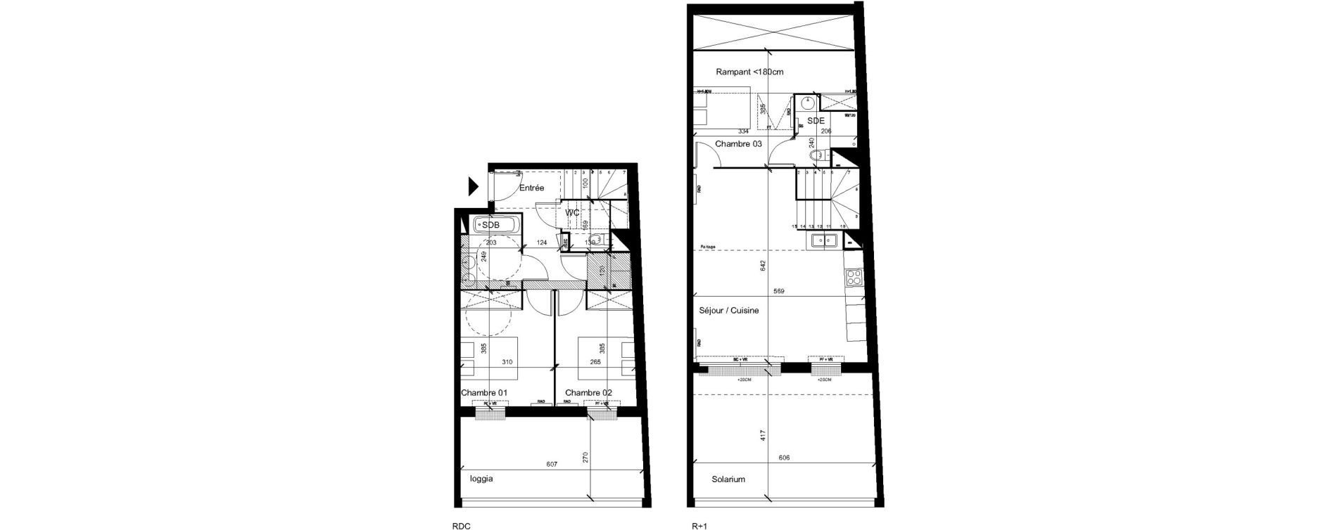 Duplex T4 de 82,50 m2 &agrave; Saint-Orens-De-Gameville Centre