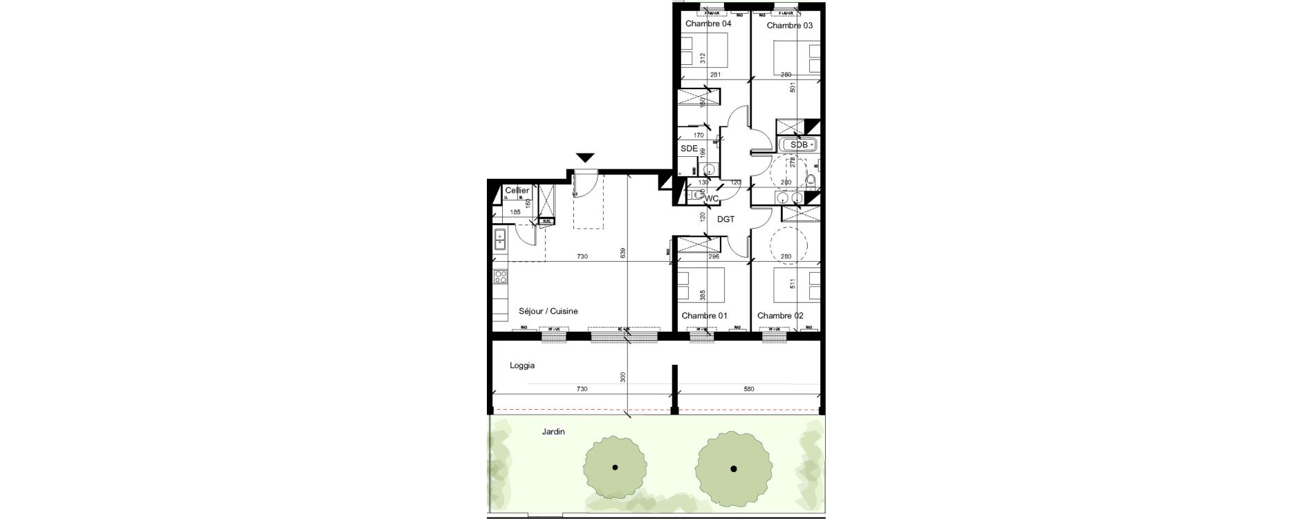 Appartement T5 de 115,90 m2 &agrave; Saint-Orens-De-Gameville Centre