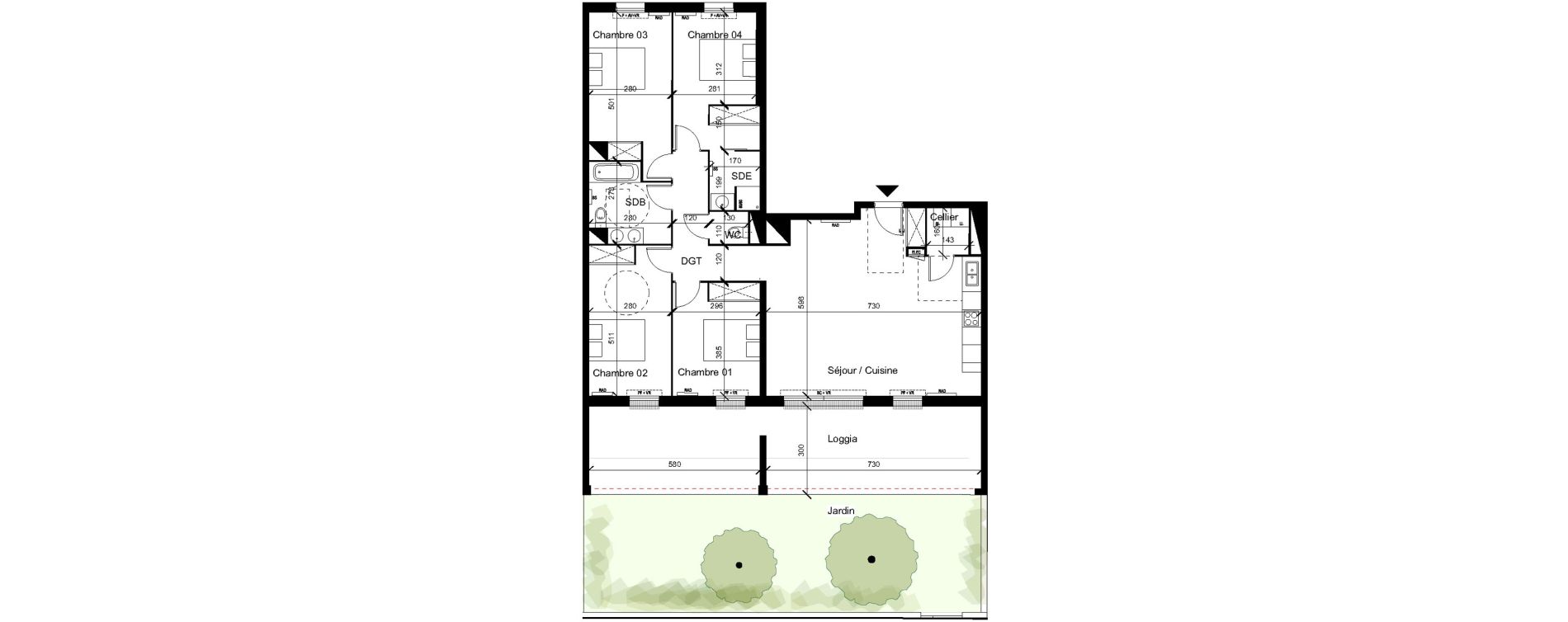 Appartement T5 de 115,70 m2 &agrave; Saint-Orens-De-Gameville Centre