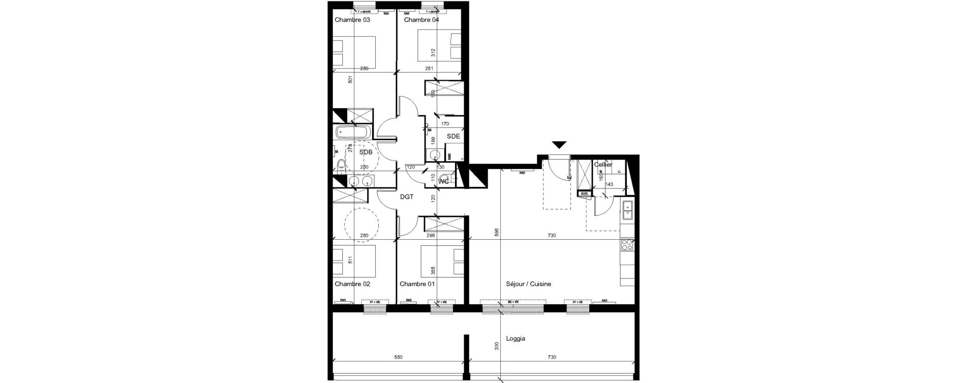 Appartement T5 de 115,70 m2 &agrave; Saint-Orens-De-Gameville Centre