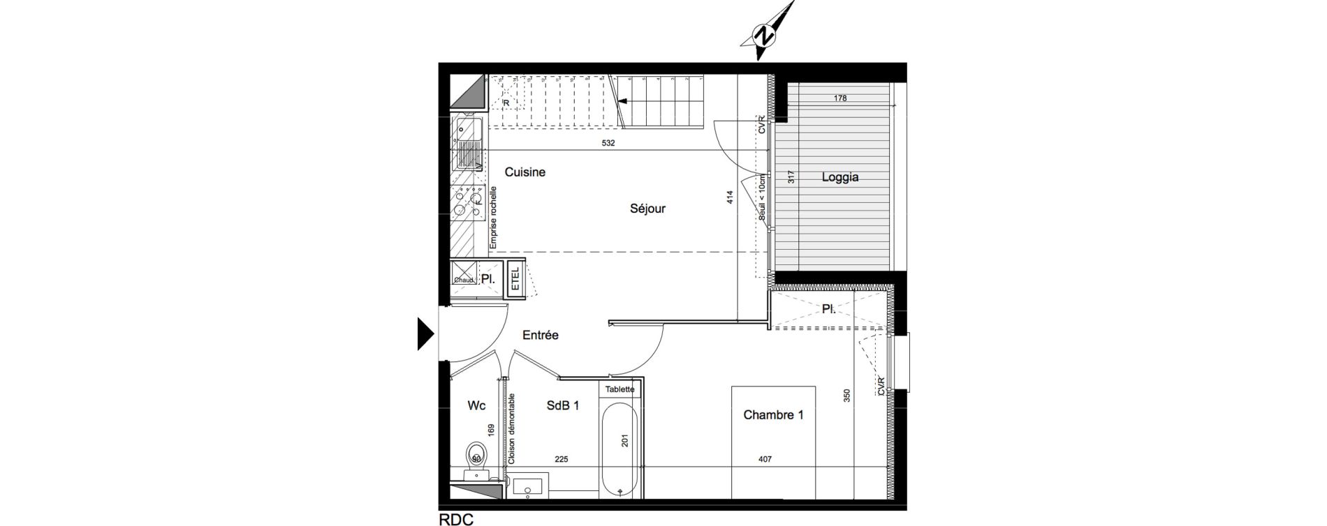 Duplex T3 de 66,05 m2 &agrave; Saint-Orens-De-Gameville Centre