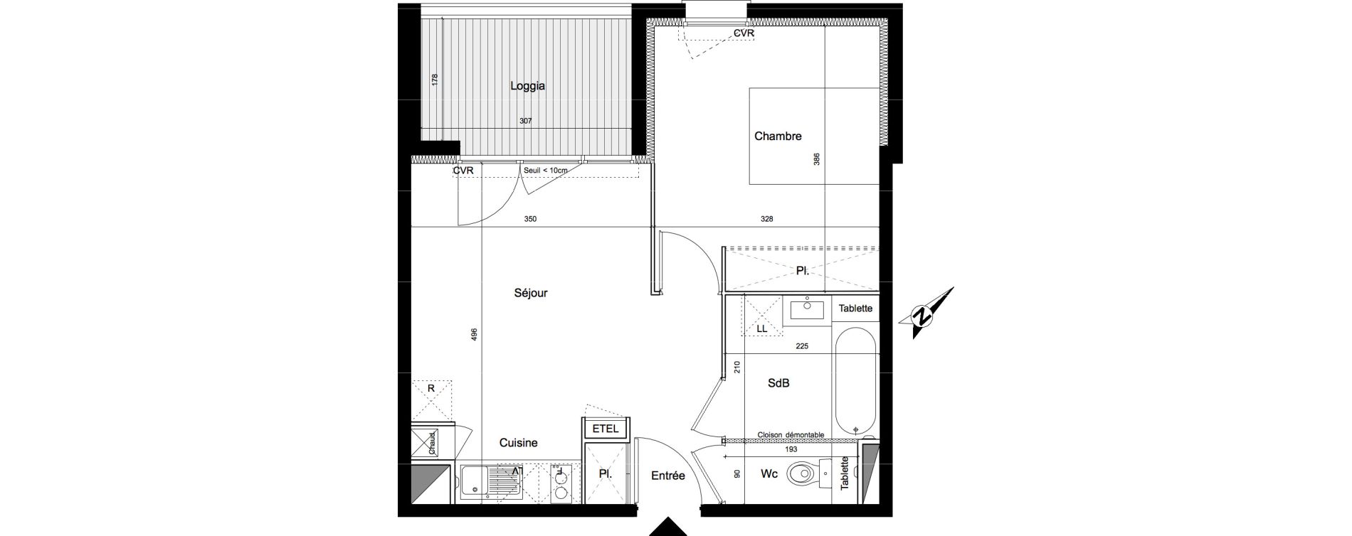 Appartement T2 de 38,80 m2 &agrave; Saint-Orens-De-Gameville Centre