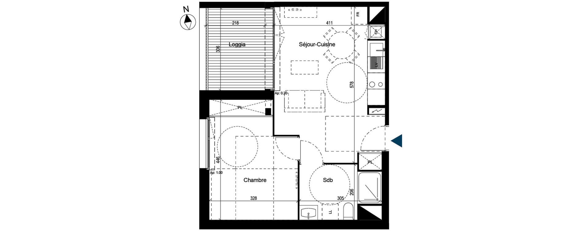 Appartement T2 de 41,04 m2 &agrave; Saint-Orens-De-Gameville Centre