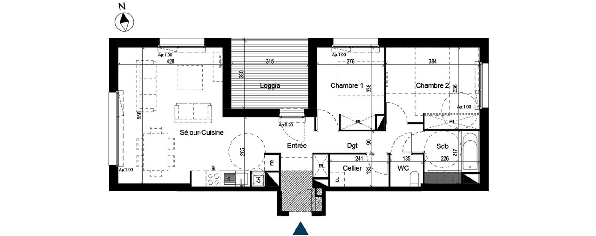 Appartement T3 de 71,48 m2 &agrave; Saint-Orens-De-Gameville Centre