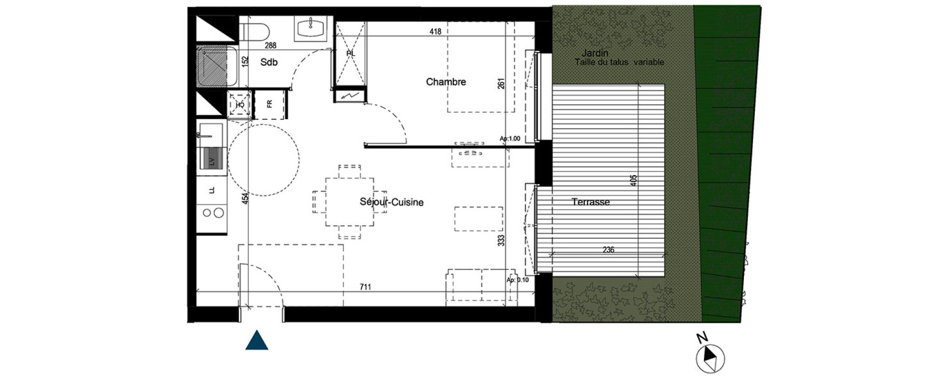 Appartement T2 de 41,21 m2 &agrave; Saint-Orens-De-Gameville Centre