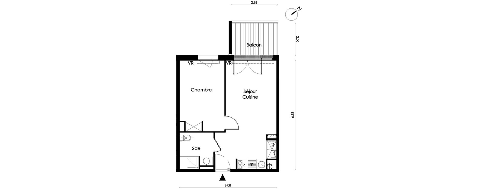 Appartement T2 de 39,80 m2 &agrave; Saint-Orens-De-Gameville L'or&eacute;e du bois