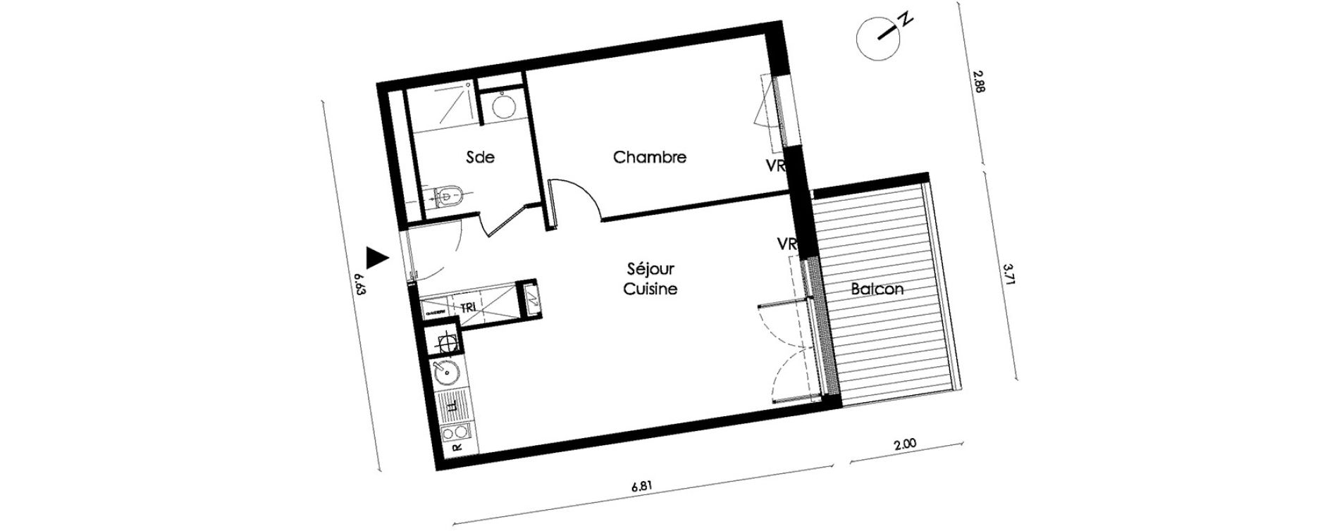 Appartement T2 de 42,90 m2 &agrave; Saint-Orens-De-Gameville L'or&eacute;e du bois