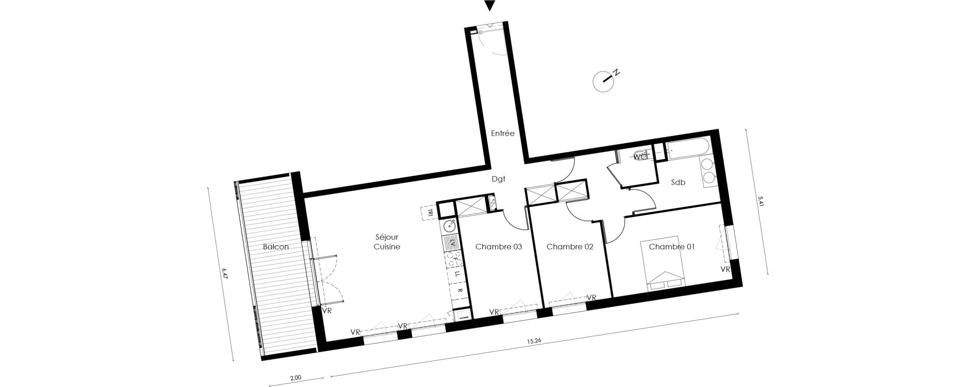 Appartement T4 de 86,80 m2 &agrave; Saint-Orens-De-Gameville L'or&eacute;e du bois