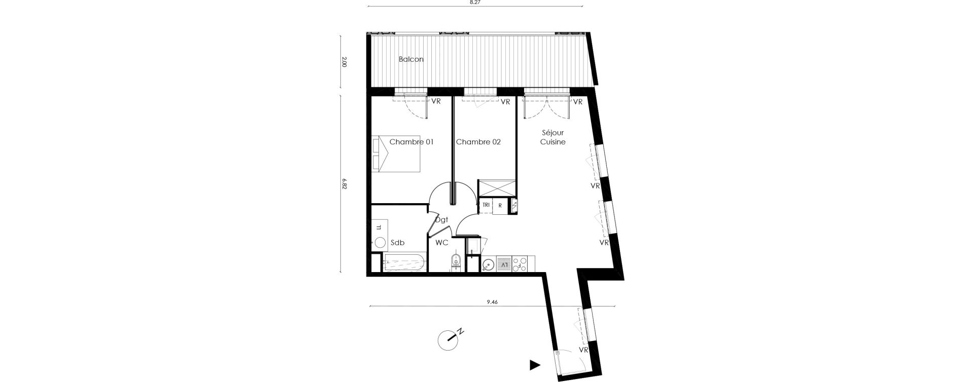 Appartement T3 de 63,30 m2 &agrave; Saint-Orens-De-Gameville L'or&eacute;e du bois