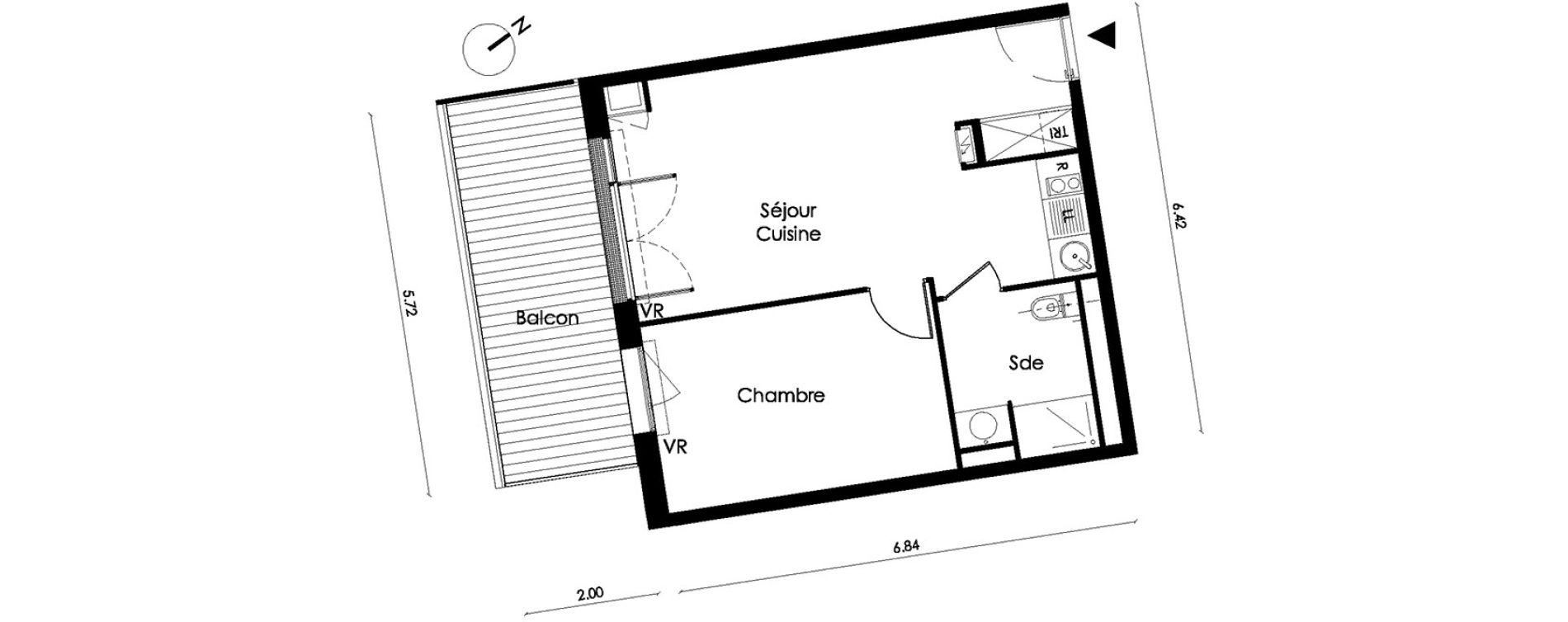 Appartement T2 de 42,00 m2 &agrave; Saint-Orens-De-Gameville L'or&eacute;e du bois