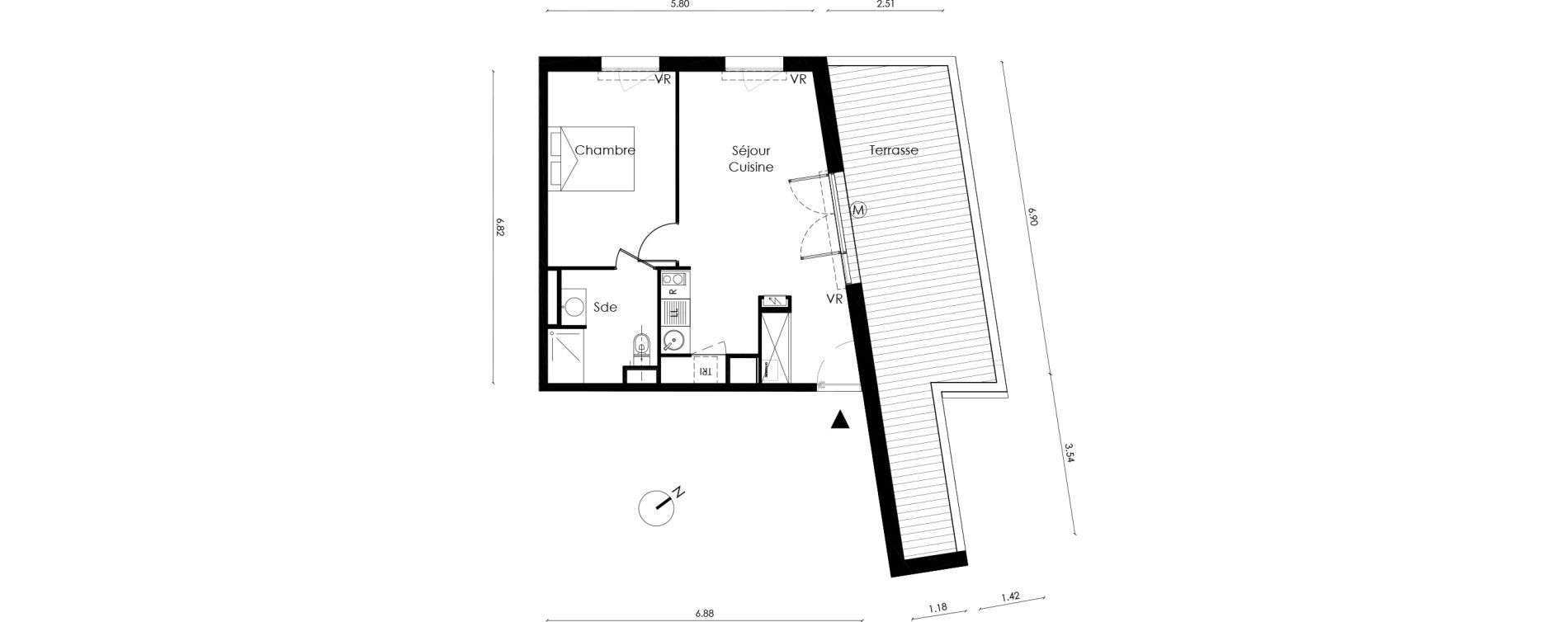 Appartement T2 de 41,30 m2 &agrave; Saint-Orens-De-Gameville L'or&eacute;e du bois