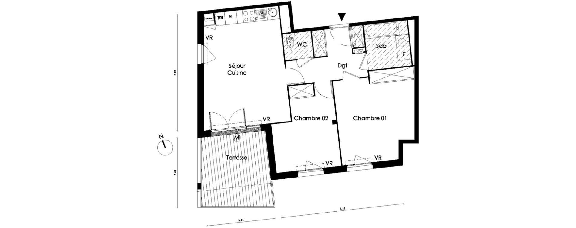 Appartement T3 de 66,60 m2 &agrave; Saint-Orens-De-Gameville L'or&eacute;e du bois