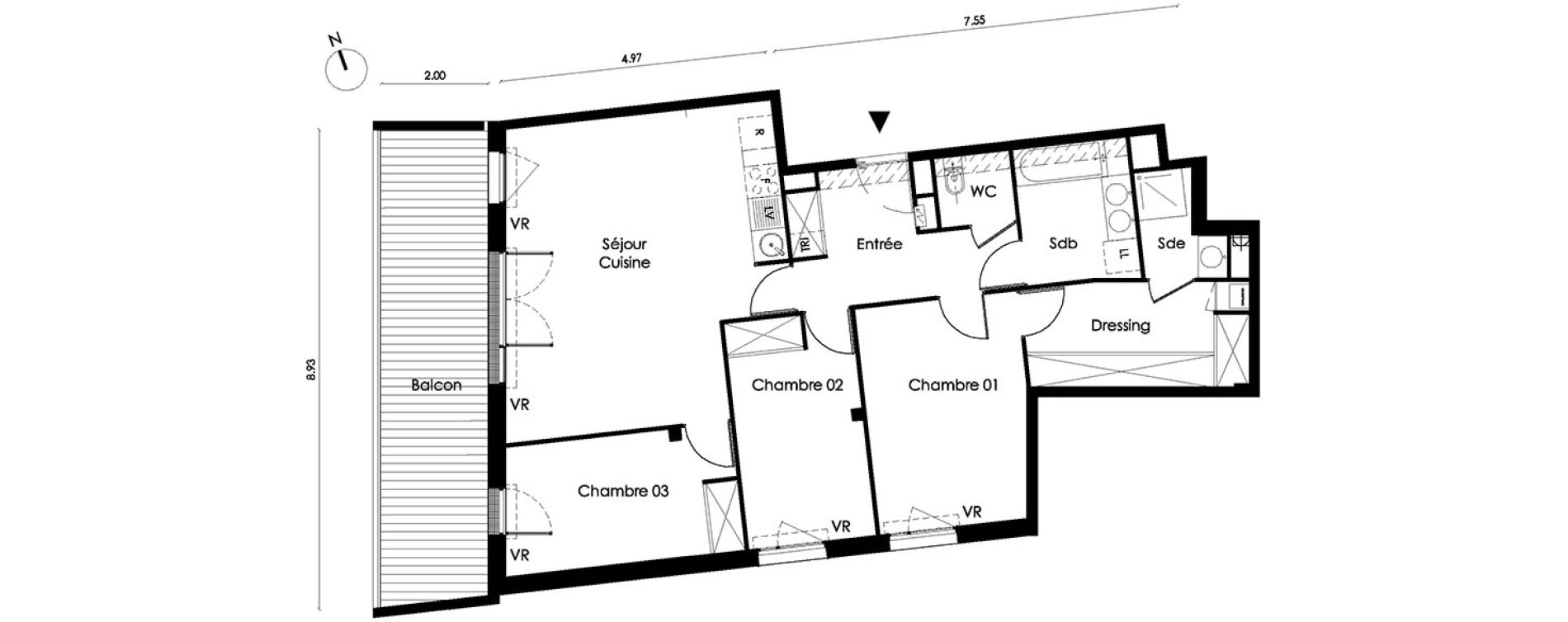 Appartement T4 de 87,70 m2 &agrave; Saint-Orens-De-Gameville L'or&eacute;e du bois