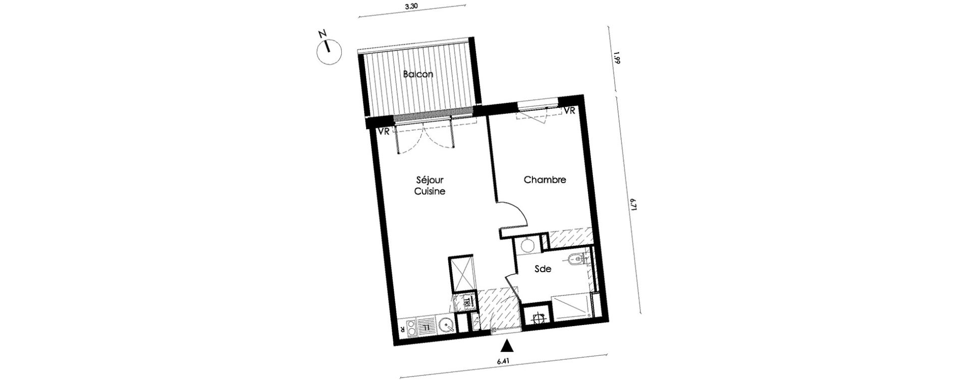 Appartement T2 de 40,20 m2 &agrave; Saint-Orens-De-Gameville L'or&eacute;e du bois