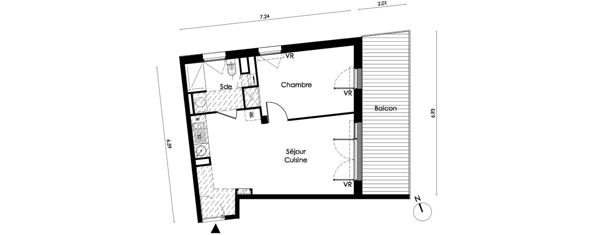 Appartement T2 de 41,00 m2 &agrave; Saint-Orens-De-Gameville L'or&eacute;e du bois