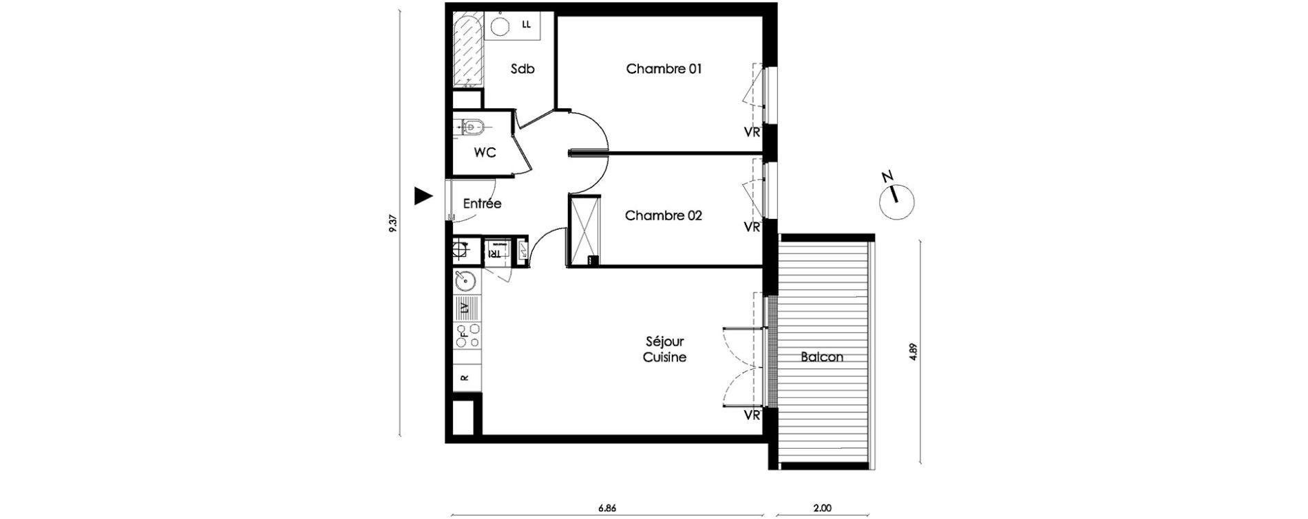 Appartement T3 de 61,10 m2 &agrave; Saint-Orens-De-Gameville L'or&eacute;e du bois
