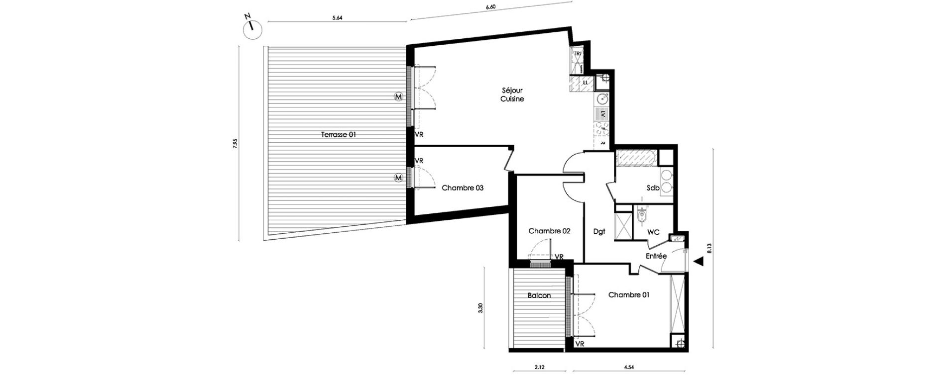 Appartement T4 de 86,60 m2 &agrave; Saint-Orens-De-Gameville L'or&eacute;e du bois