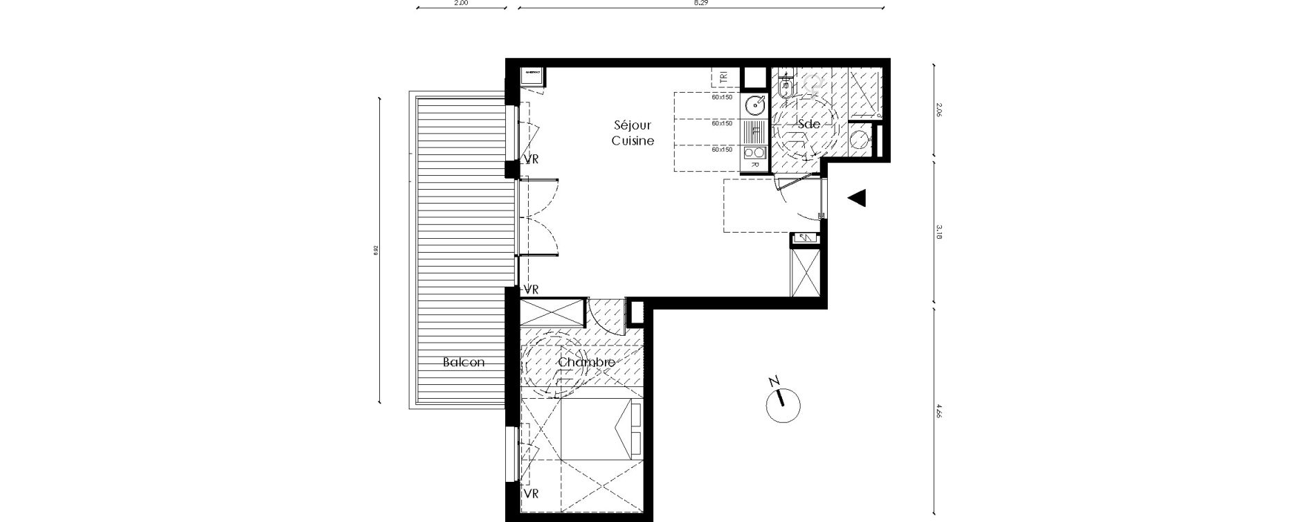 Appartement T2 de 51,30 m2 &agrave; Saint-Orens-De-Gameville L'or&eacute;e du bois