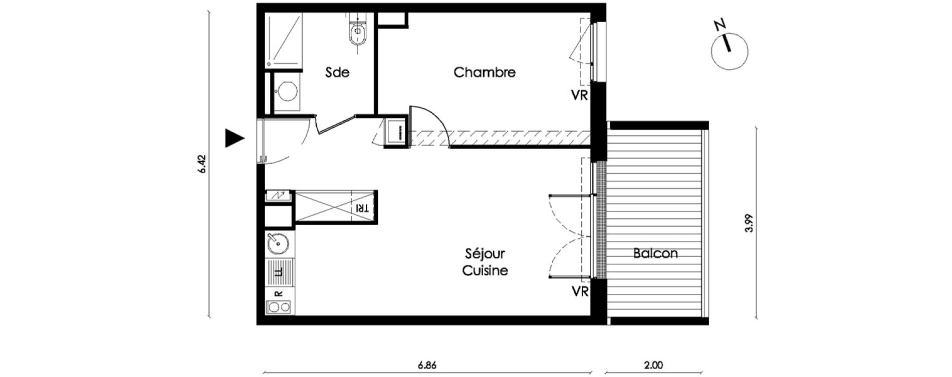 Appartement T2 de 42,50 m2 &agrave; Saint-Orens-De-Gameville L'or&eacute;e du bois