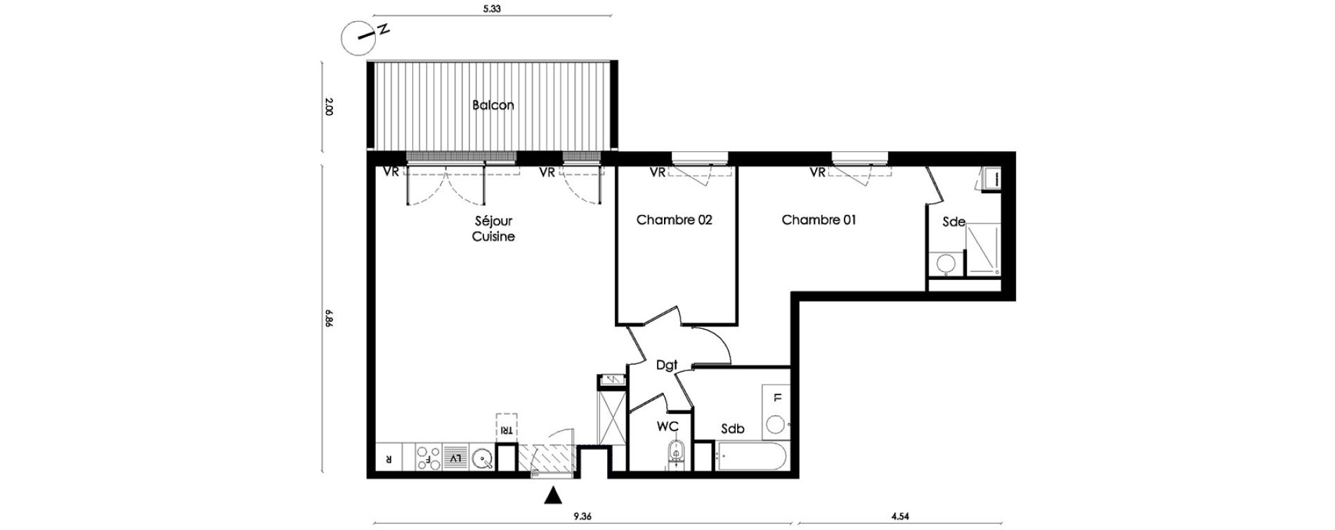 Appartement T3 de 74,50 m2 &agrave; Saint-Orens-De-Gameville L'or&eacute;e du bois