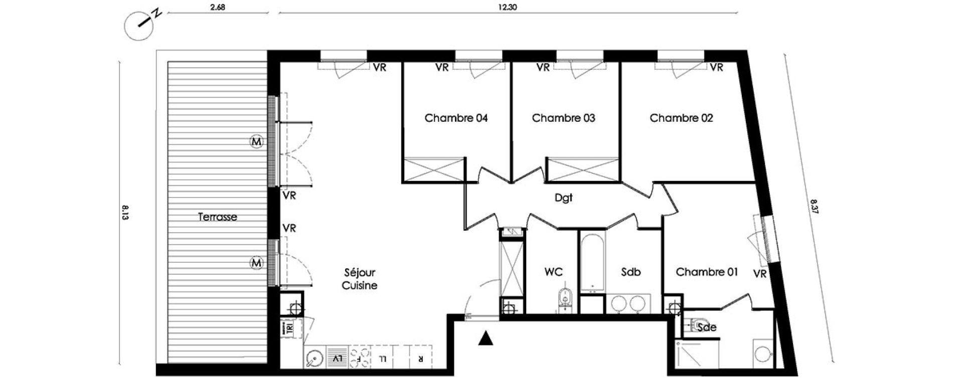 Appartement T5 de 94,40 m2 &agrave; Saint-Orens-De-Gameville L'or&eacute;e du bois
