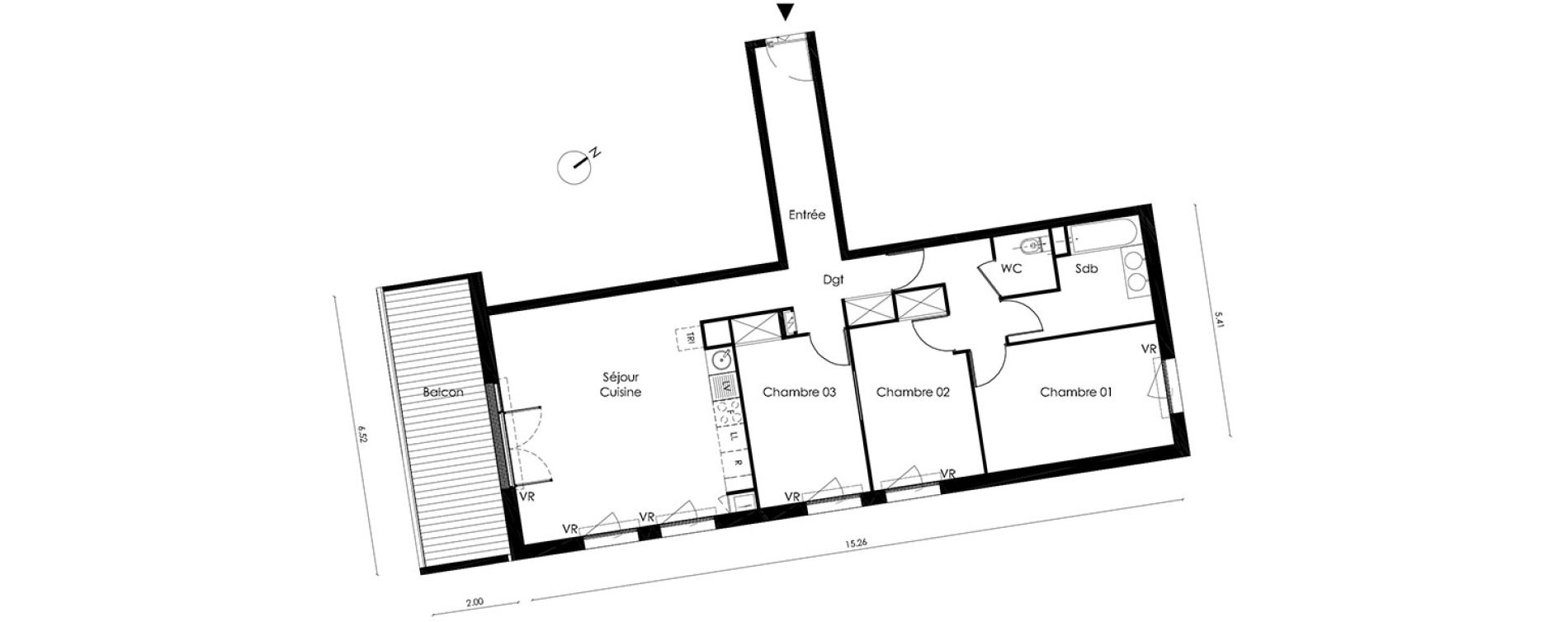 Appartement T4 de 86,80 m2 &agrave; Saint-Orens-De-Gameville L'or&eacute;e du bois