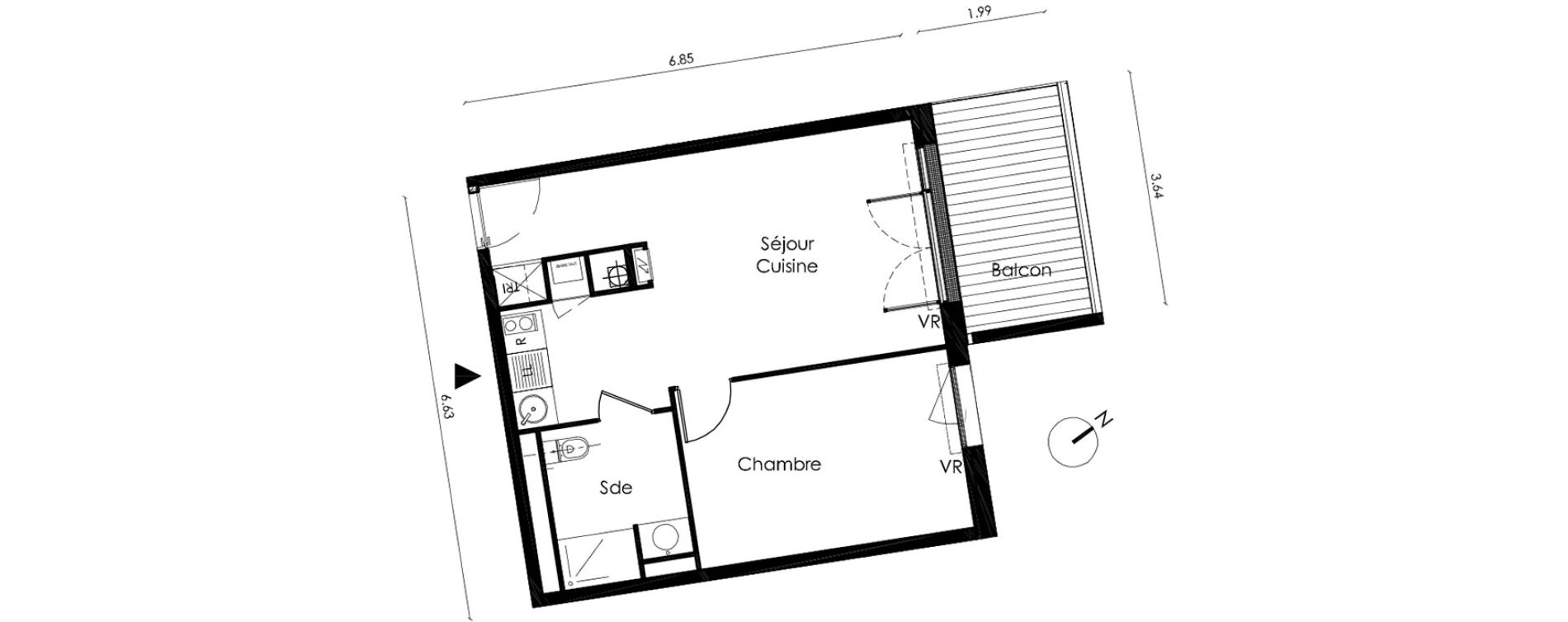 Appartement T2 de 41,20 m2 &agrave; Saint-Orens-De-Gameville L'or&eacute;e du bois