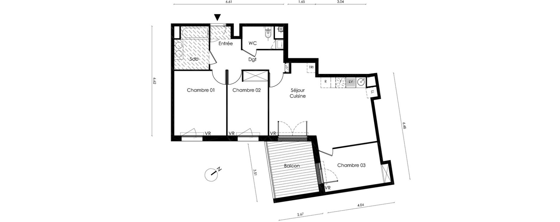 Appartement T4 de 73,60 m2 &agrave; Saint-Orens-De-Gameville L'or&eacute;e du bois