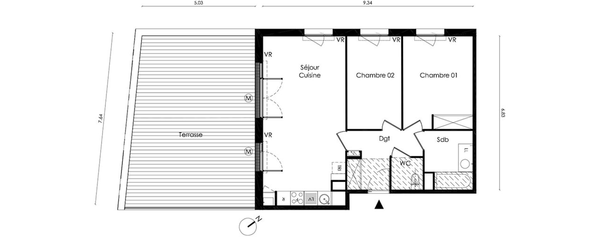 Appartement T3 de 64,50 m2 &agrave; Saint-Orens-De-Gameville L'or&eacute;e du bois