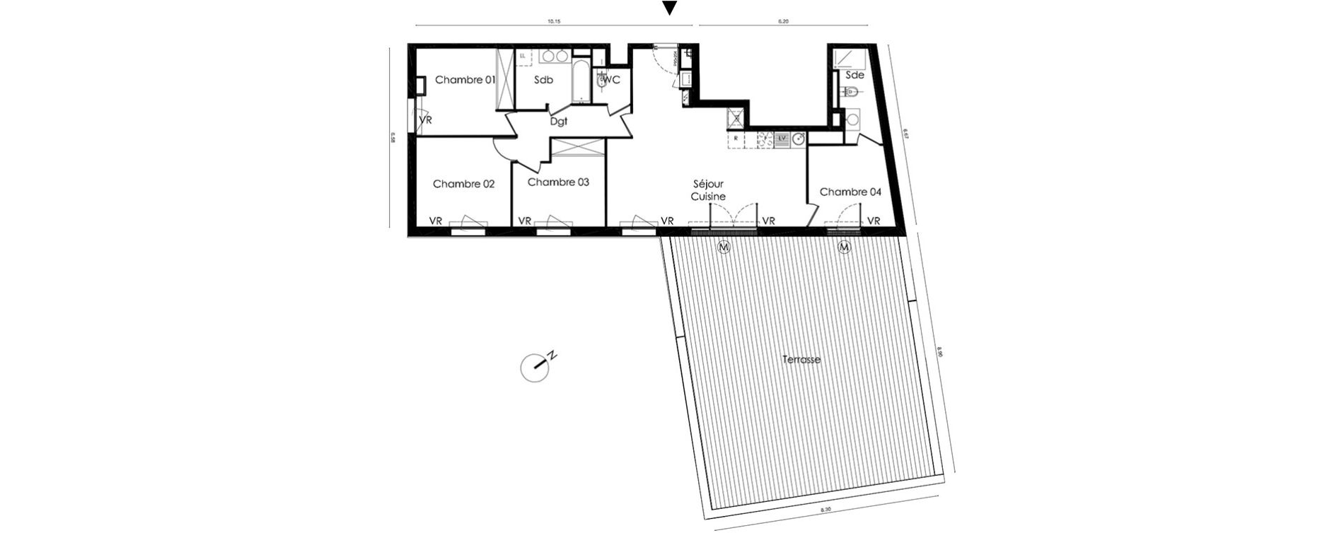 Appartement T5 de 94,10 m2 &agrave; Saint-Orens-De-Gameville L'or&eacute;e du bois