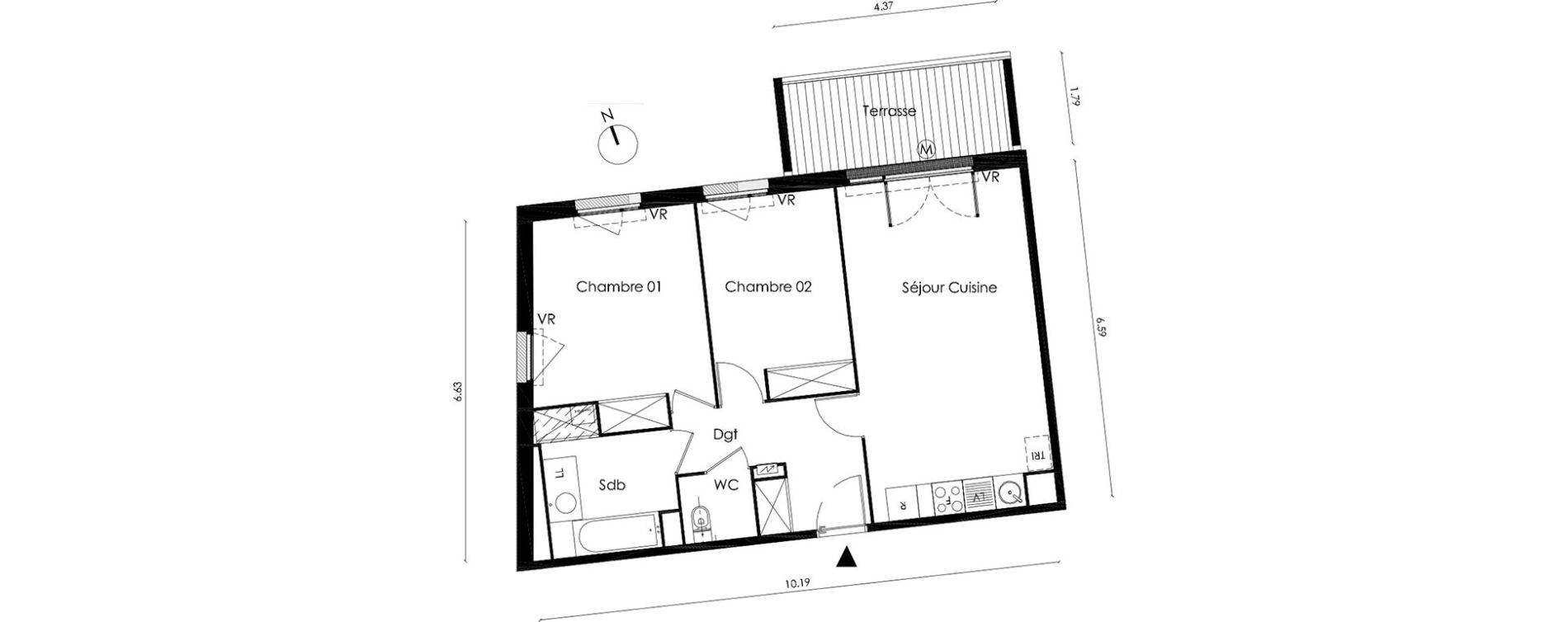 Appartement T3 de 62,80 m2 &agrave; Saint-Orens-De-Gameville L'or&eacute;e du bois