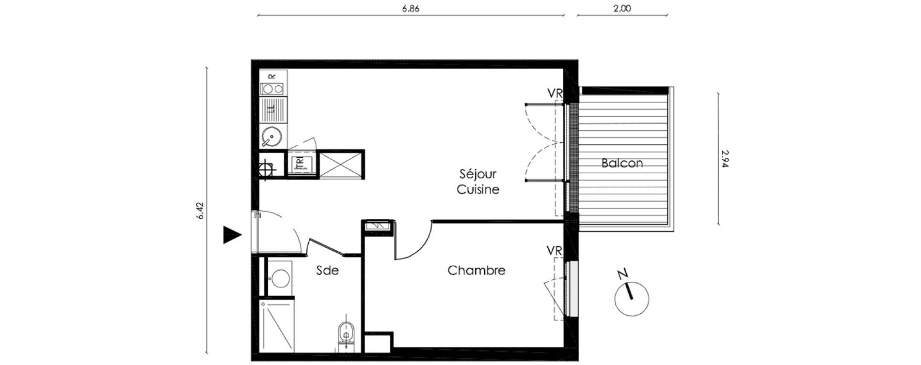 Appartement T4 de 41,70 m2 &agrave; Saint-Orens-De-Gameville L'or&eacute;e du bois