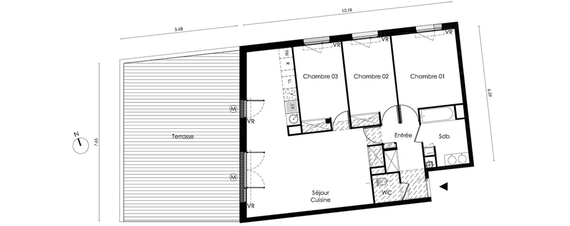 Appartement T4 de 79,30 m2 &agrave; Saint-Orens-De-Gameville L'or&eacute;e du bois