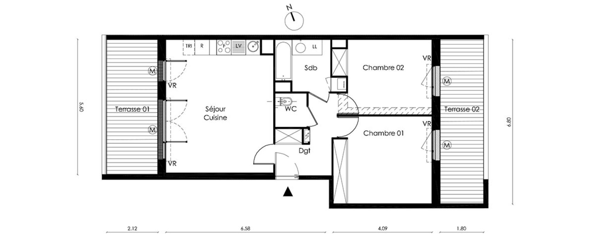 Appartement T3 de 64,20 m2 &agrave; Saint-Orens-De-Gameville L'or&eacute;e du bois