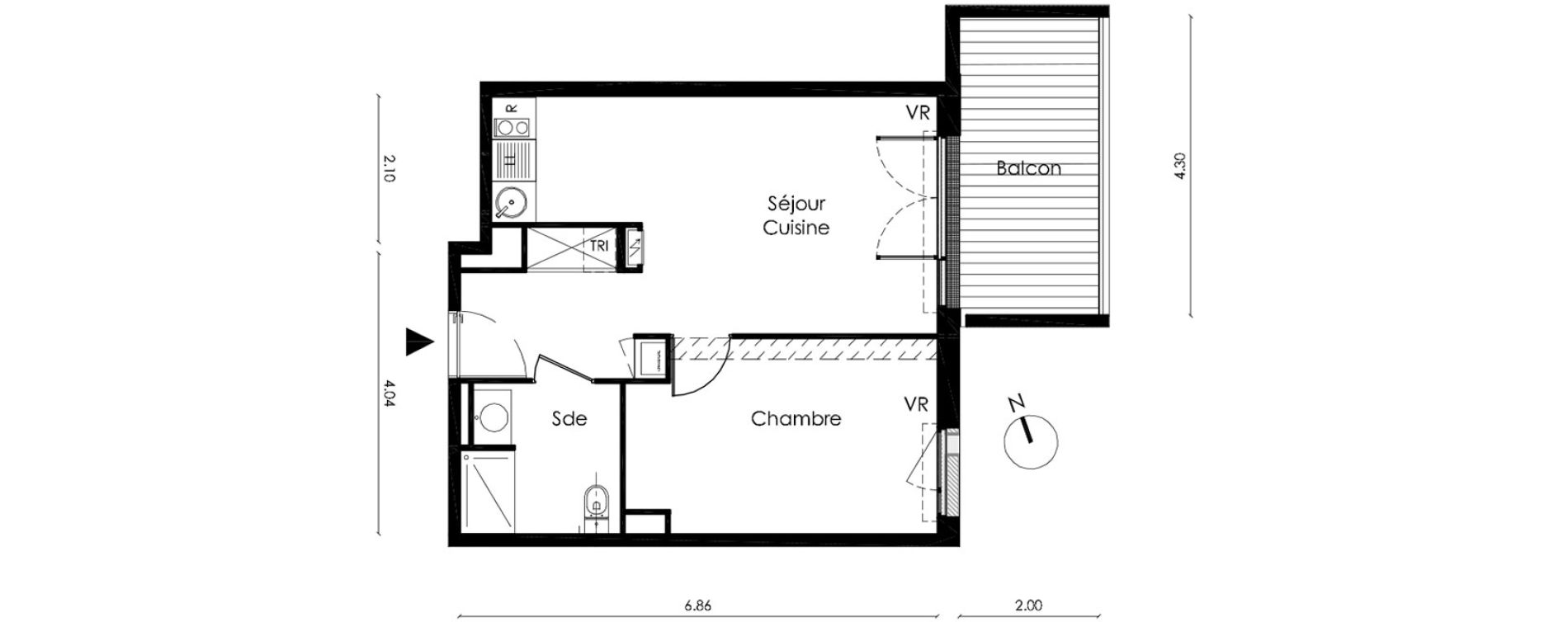 Appartement T2 de 40,04 m2 &agrave; Saint-Orens-De-Gameville L'or&eacute;e du bois