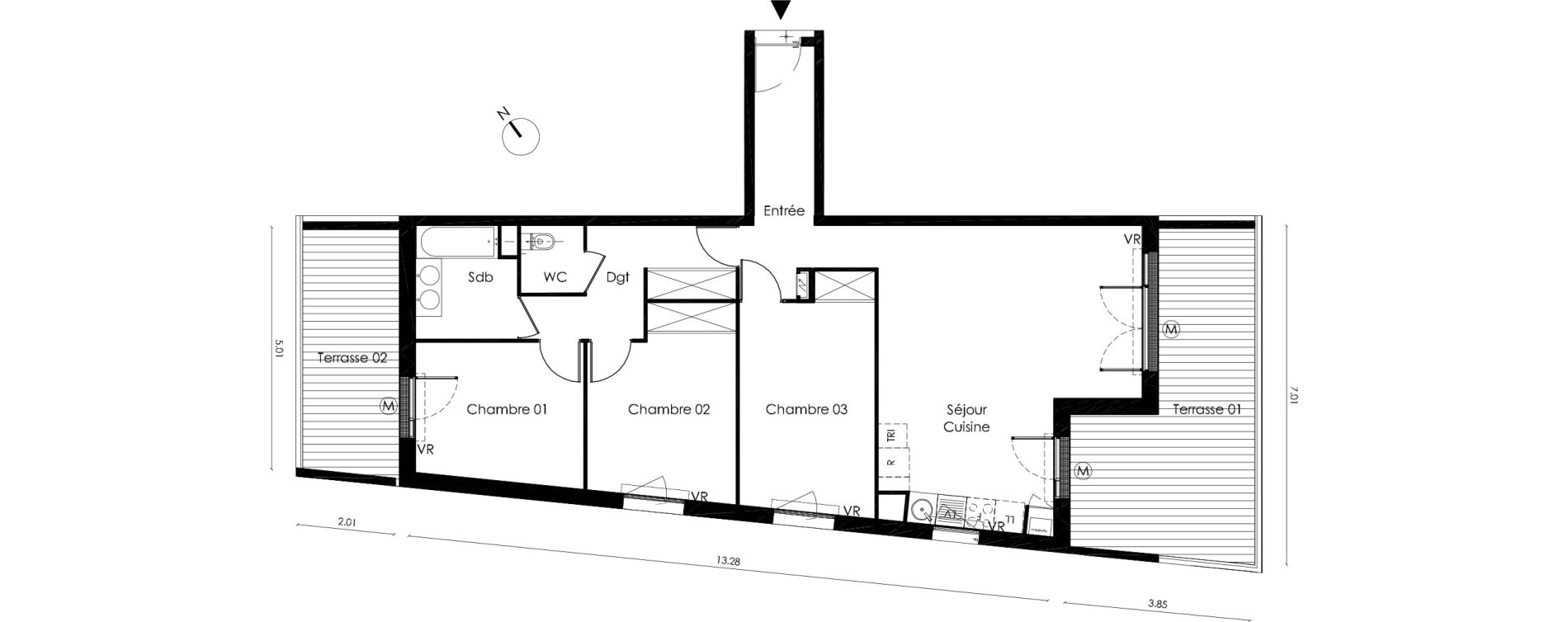 Appartement T4 de 85,70 m2 &agrave; Saint-Orens-De-Gameville L'or&eacute;e du bois