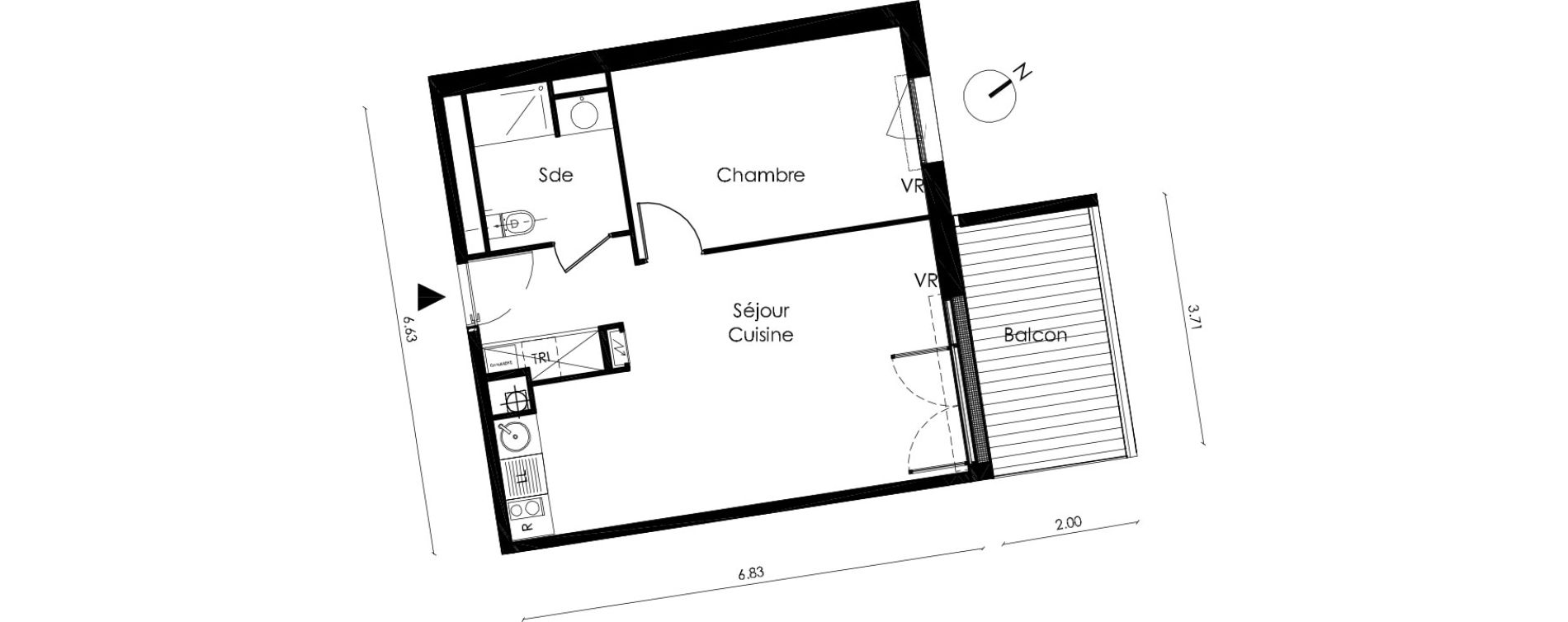 Appartement T2 de 42,90 m2 &agrave; Saint-Orens-De-Gameville L'or&eacute;e du bois