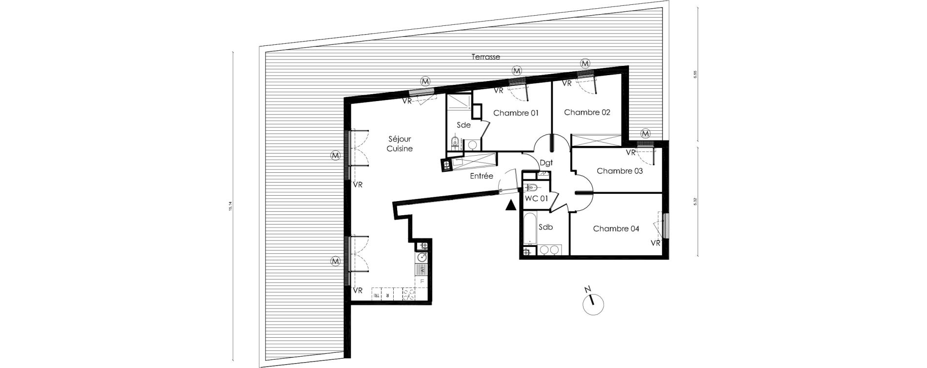Appartement T5 de 107,50 m2 &agrave; Saint-Orens-De-Gameville L'or&eacute;e du bois