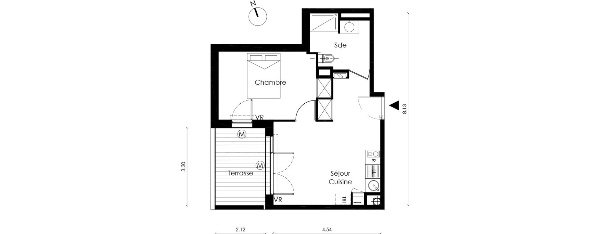 Appartement T2 de 37,80 m2 &agrave; Saint-Orens-De-Gameville L'or&eacute;e du bois