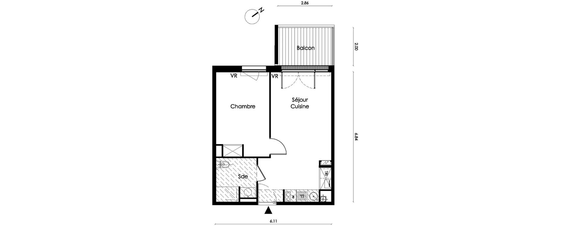 Appartement T2 de 39,80 m2 &agrave; Saint-Orens-De-Gameville L'or&eacute;e du bois