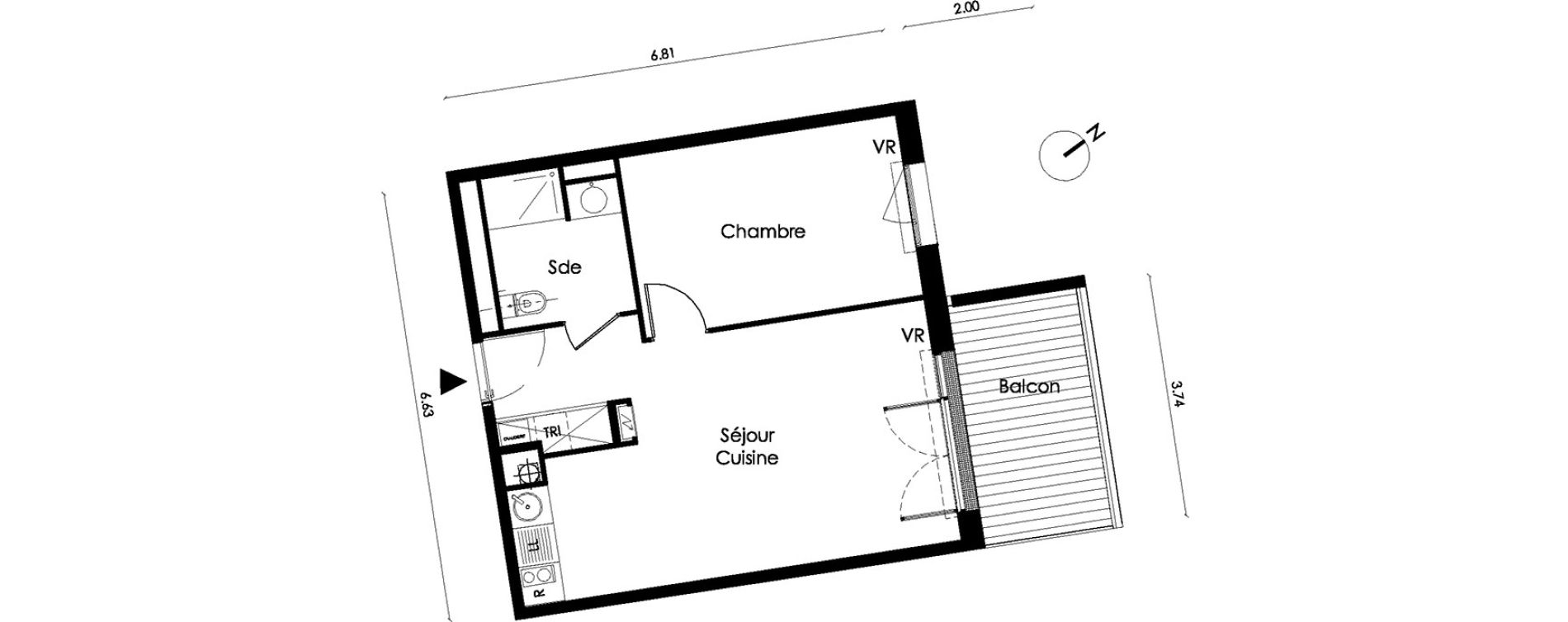 Appartement T2 de 42,90 m2 &agrave; Saint-Orens-De-Gameville L'or&eacute;e du bois