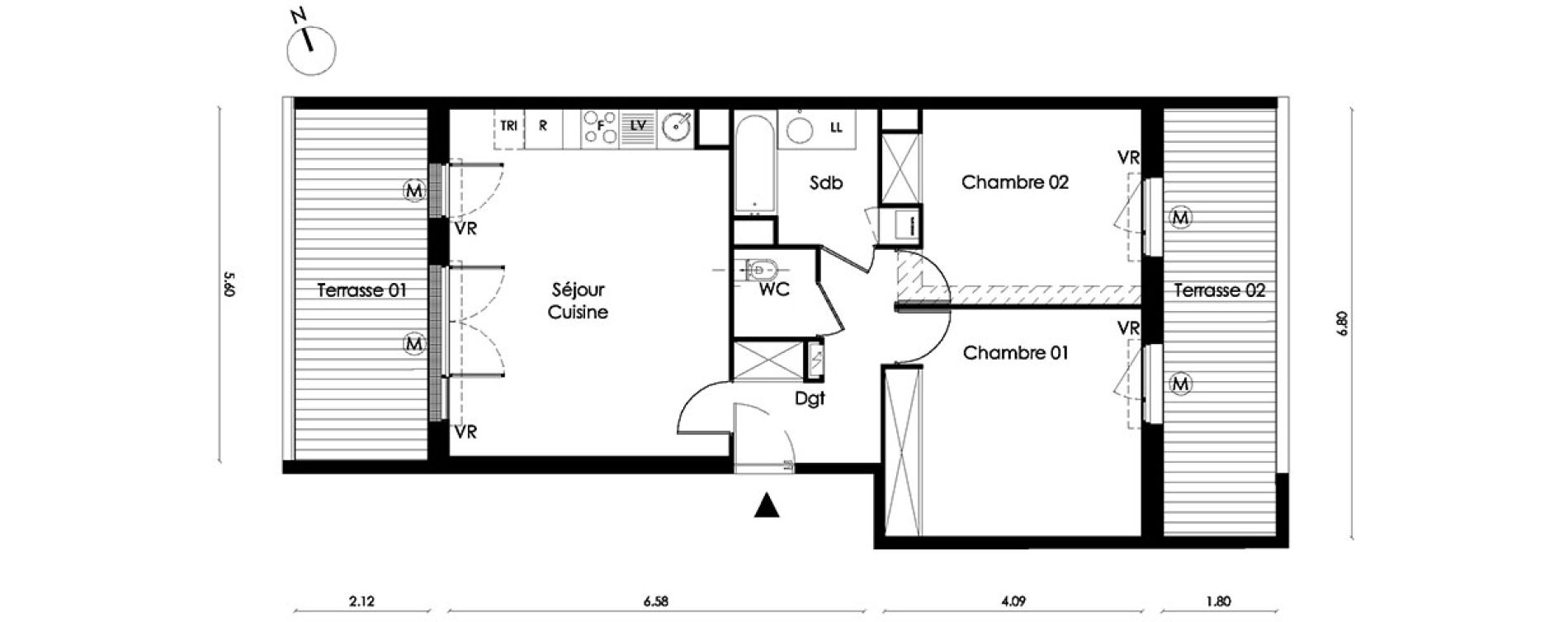 Appartement T3 de 64,20 m2 &agrave; Saint-Orens-De-Gameville L'or&eacute;e du bois