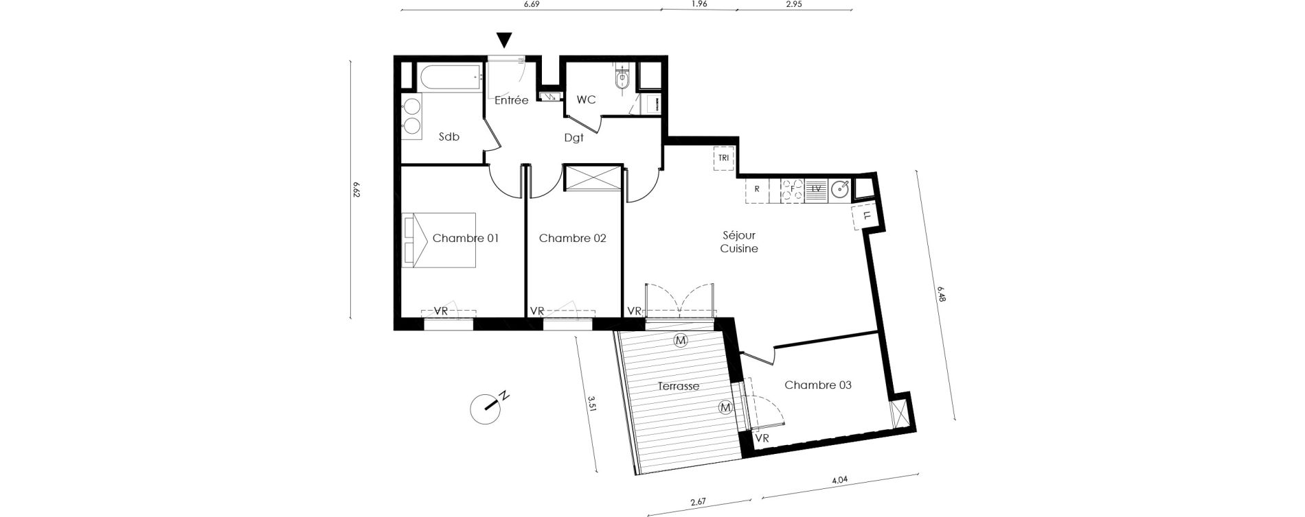 Appartement T4 de 74,20 m2 &agrave; Saint-Orens-De-Gameville L'or&eacute;e du bois
