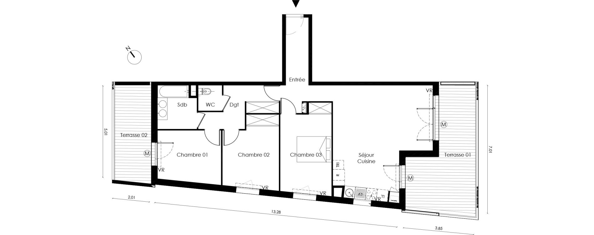 Appartement T4 de 85,50 m2 &agrave; Saint-Orens-De-Gameville L'or&eacute;e du bois