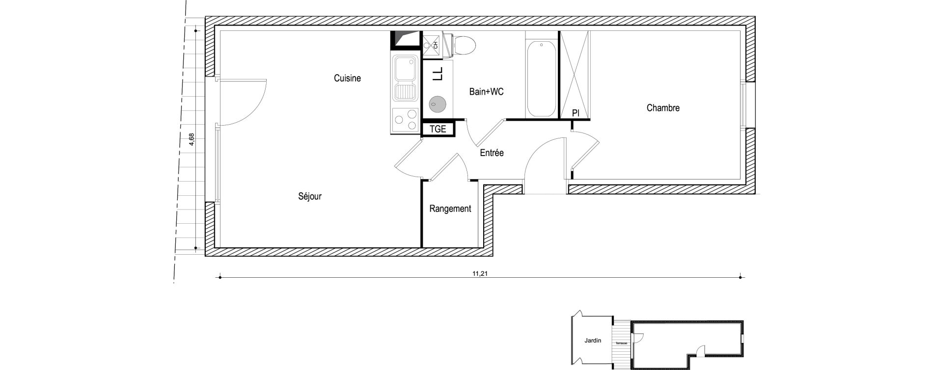 Appartement T2 de 42,85 m2 &agrave; Saint-Sauveur Centre